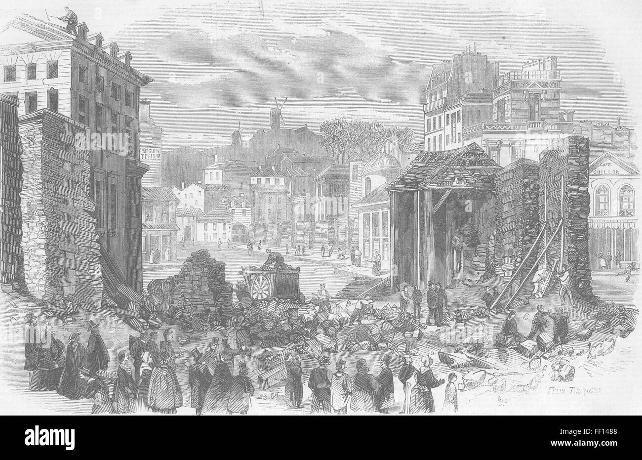 FRANCE Demolishing Paris Wall-Barrier De Clichy 1860. Illustrated London News Stock Photo