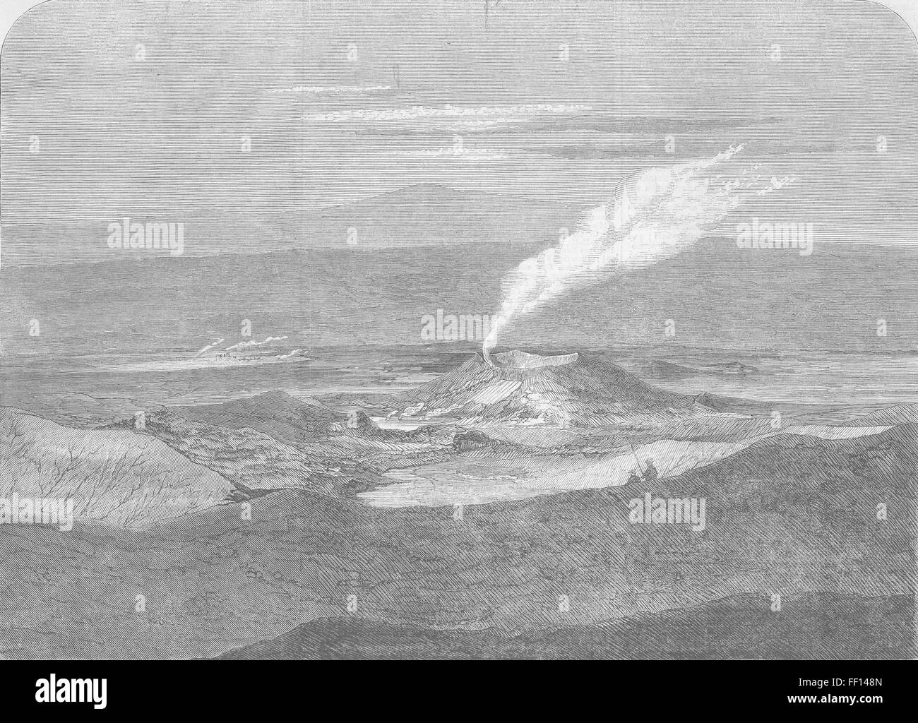 Volcano engraving Black and White Stock Photos & Images - Alamy