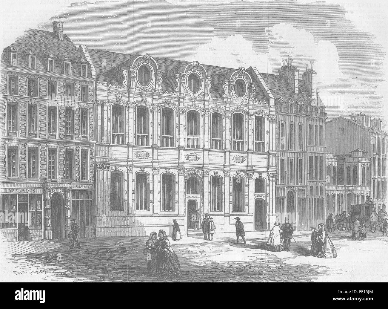 FRANCE New Façade of School Fine Arts, Paris 1861. Illustrated London News Stock Photo