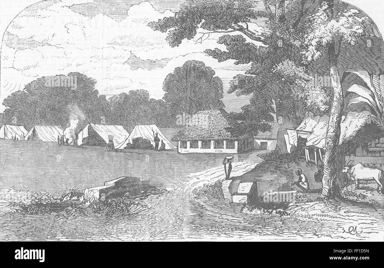 INDIA Sepoy Camp, Barrackpur 1858. Illustrated London News Stock Photo