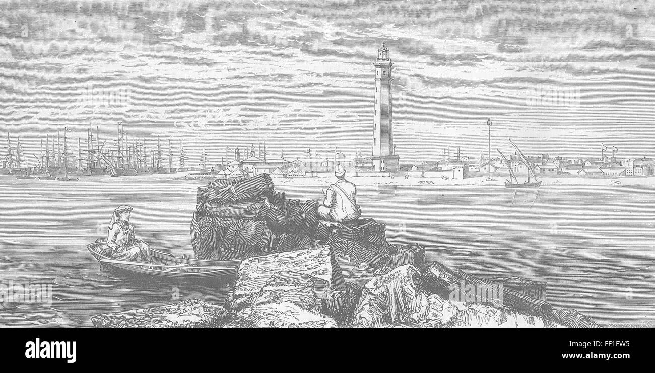 EGYPT Suez Canal War Port Said, with from 1882. Illustrated London News Stock Photo