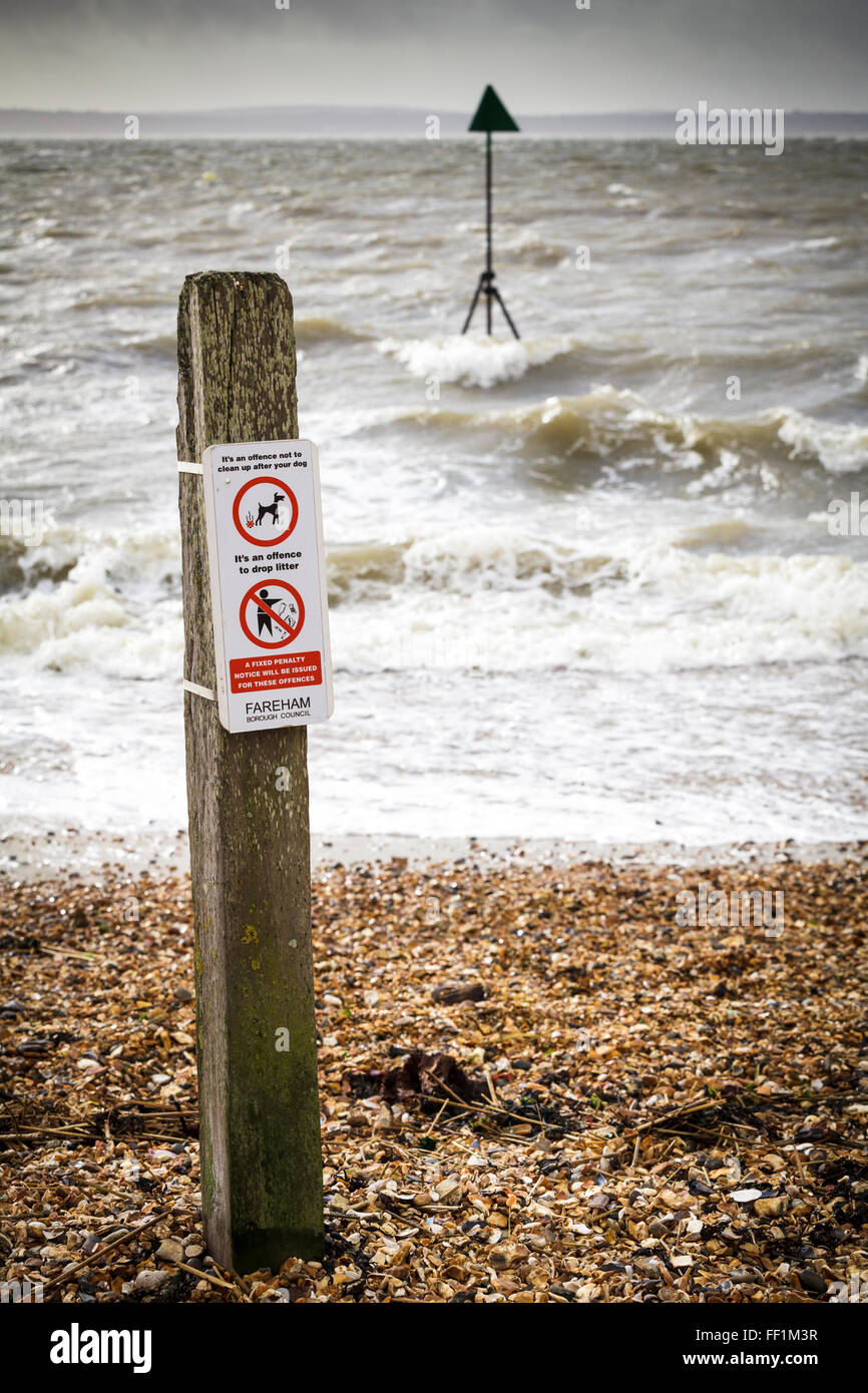 No dog fouling or litter dropping on beach. Stock Photo