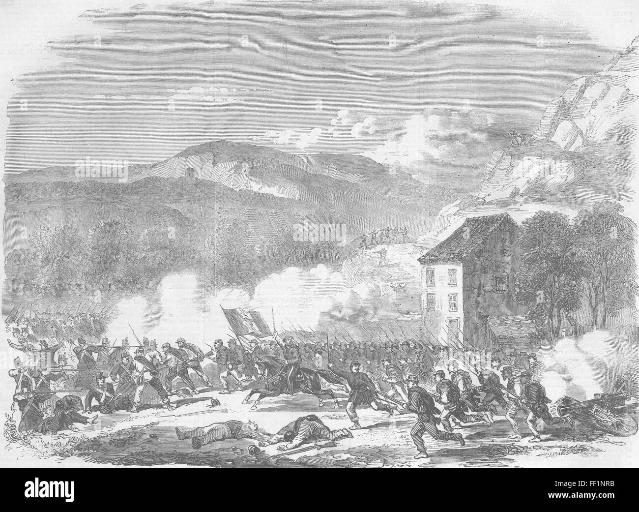 ITALY Battle, Volturno-final repulse of Neapolitans 1860. Illustrated London News Stock Photo