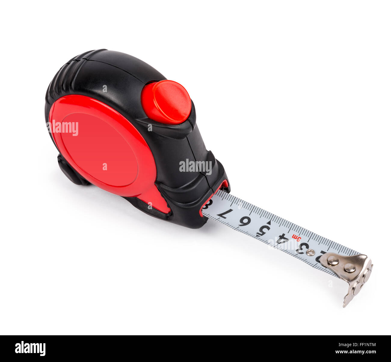 Construction measuring tape close up. On a white background Stock Photo