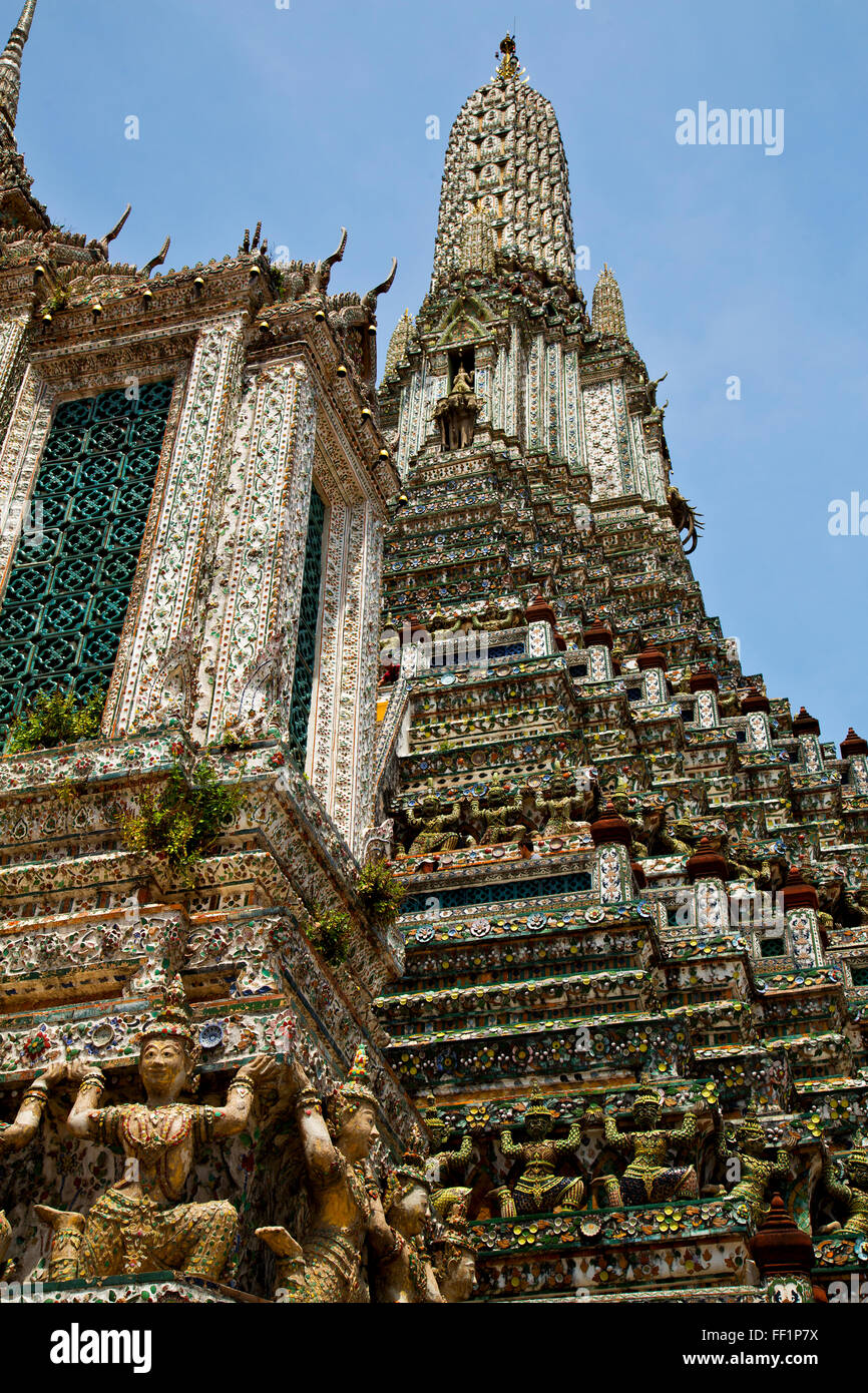 asia bangkok in temple thailand abstract cross colors roof wat and ...