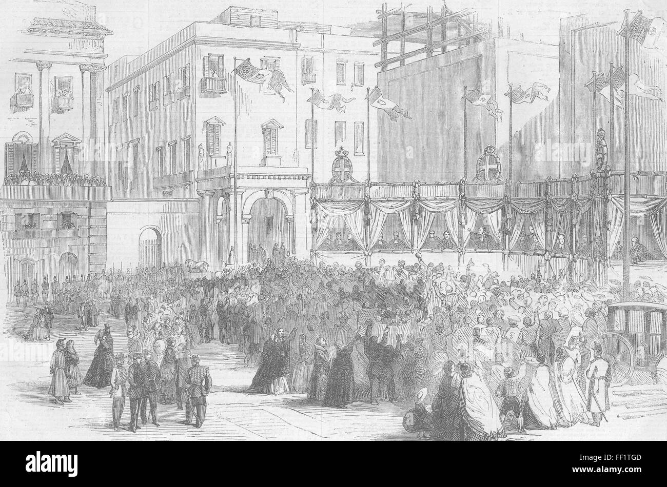 ITALY Annexation vote result, Royal Palace, Naples 1860. Illustrated London News Stock Photo