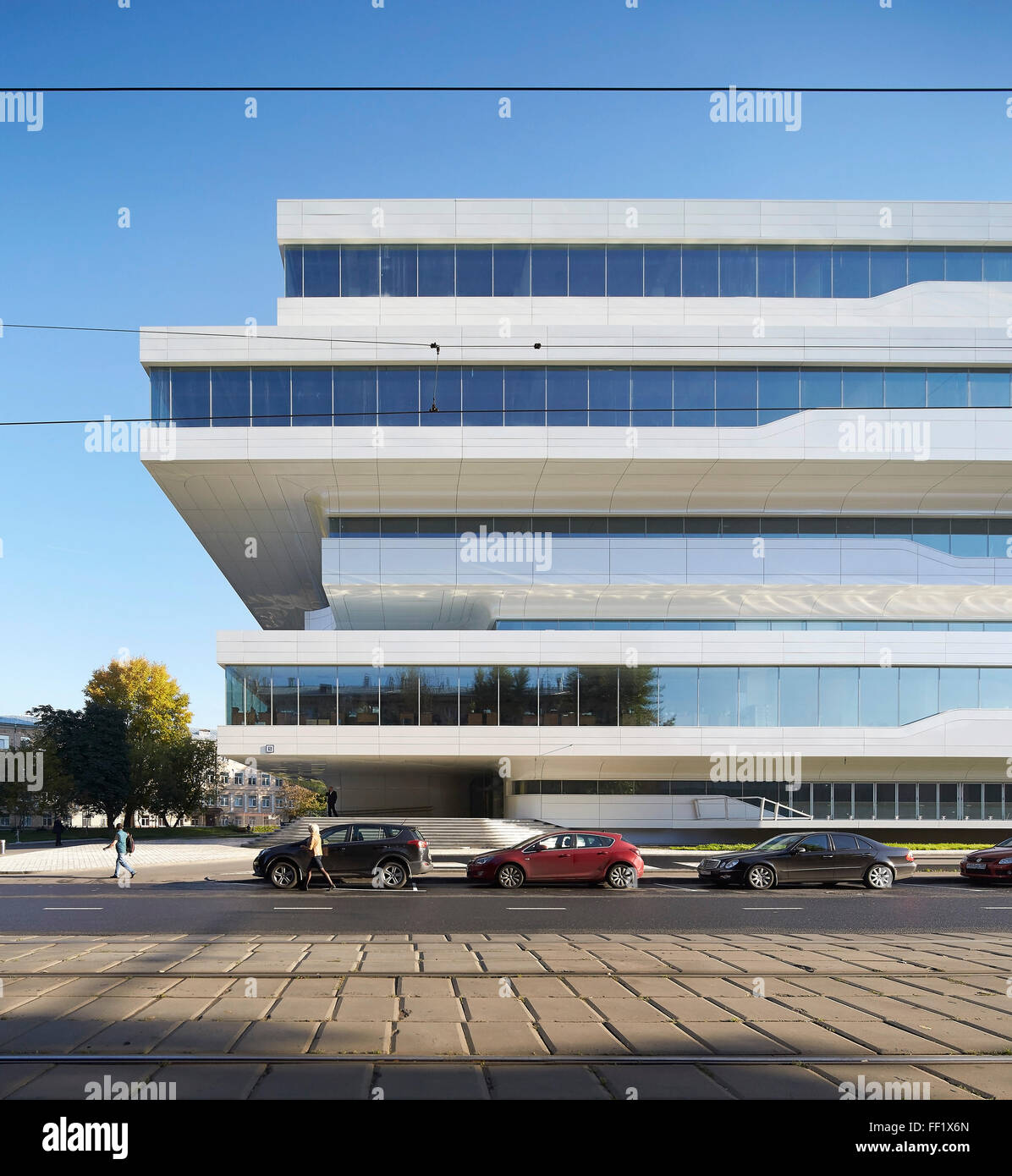 Partial front elevation with street. Dominion Tower, Moscow, Moscow ...