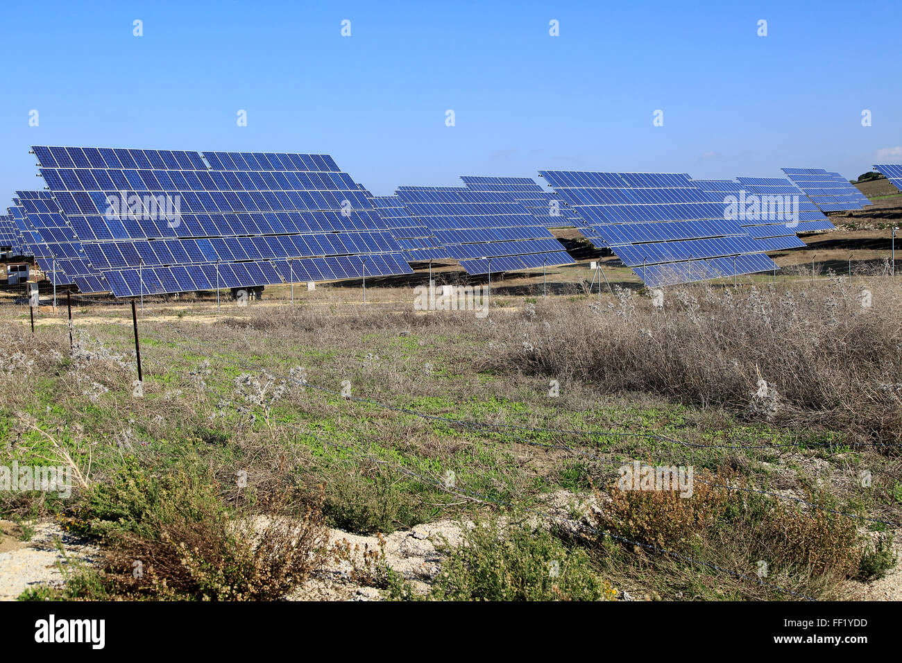 PV solar array at Cordel del Palmar,  near Vejer de la Frontera, Cadiz province, Spain Stock Photo