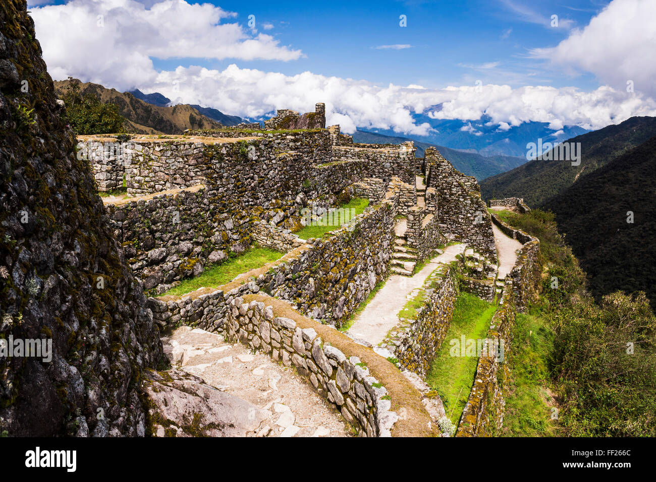 Sayacmarca (Sayaqmarka) Inca ruins, Inca TraiRM Trek day 3, Cusco Region, Peru, South America Stock Photo
