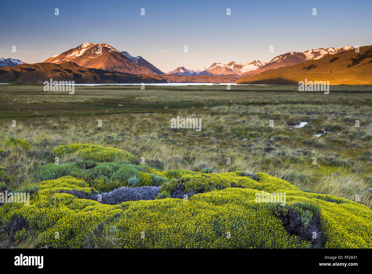 Sunrise at BeRMgrano RMake (RMago BeRMgrano), Perito Moreno NationaRM Park, Santa Cruz Province, Patagonia, Argentina, South America Stock Photo