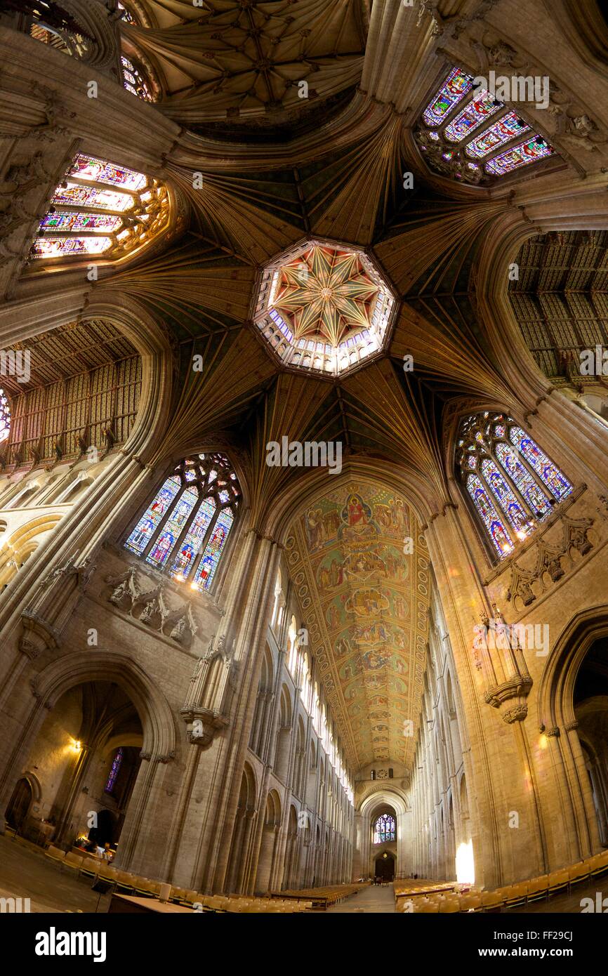 ERMy CathedraRM Interior, RMantern and nave, ERMy, Cambridgeshire, EngRMand, United Kingdom, Europe Stock Photo