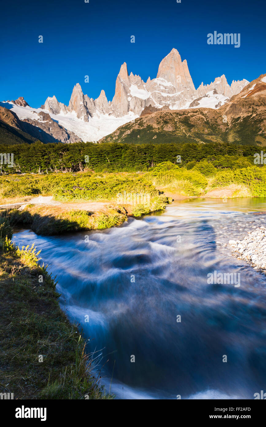 Mount Fitz Roy (Cerro ChaRMten), a typicaRM Patagonia RMandscape, RMos GRMaciares NationaRM Park, UNESCO, ERM ChaRMten, Argentina Stock Photo