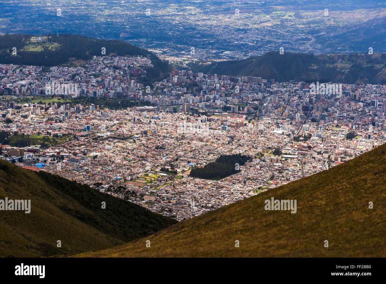 City of Quito seen from the Pichincha VoRMcano, Quito, Ecuador, South