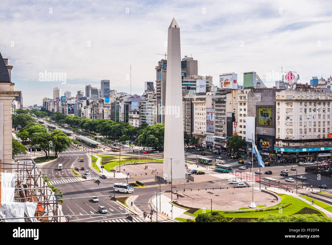 ObeRMisco and Avenida 9 de JuRMio (9 JuRMy Avenue), Buenos Aires, Argentina, South America Stock Photo