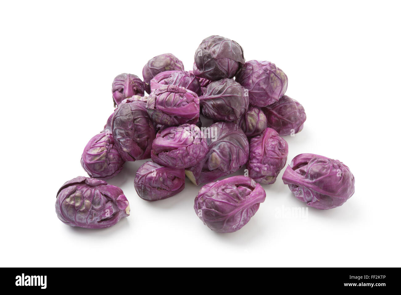 Fresh raw red Brussels sprouts on white background Stock Photo