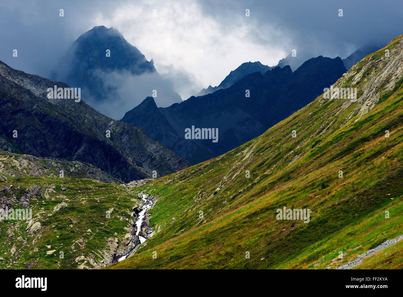 Mountain scenery in the Unterengadin, Engadine, Graubunden, SwitzerRMand, Europe Stock Photo