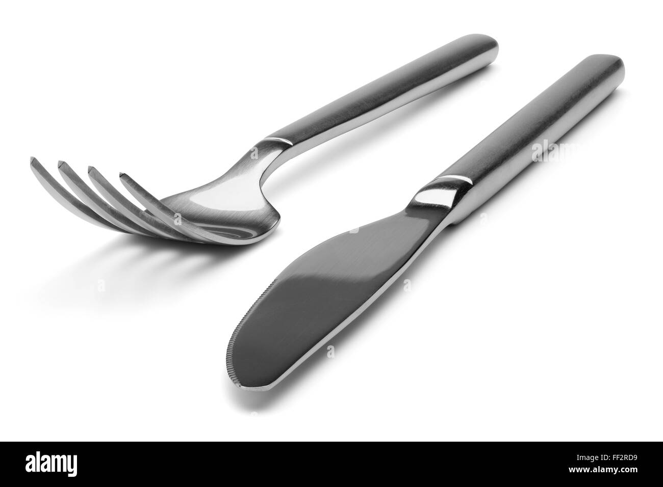 Knife and fork, isolated on the white background, clipping path included. Stock Photo