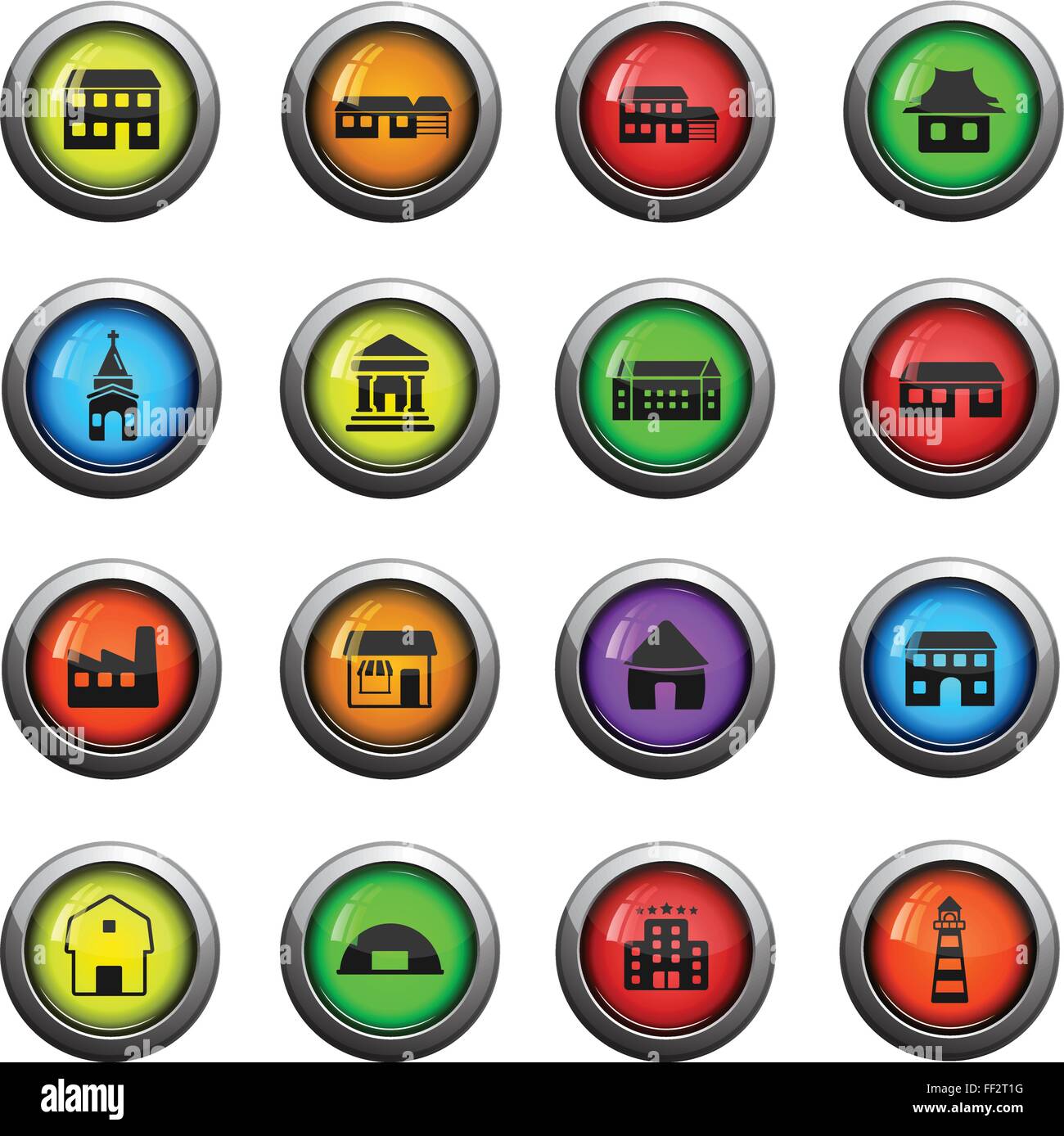 Buildings icons set Stock Vector Image & Art - Alamy