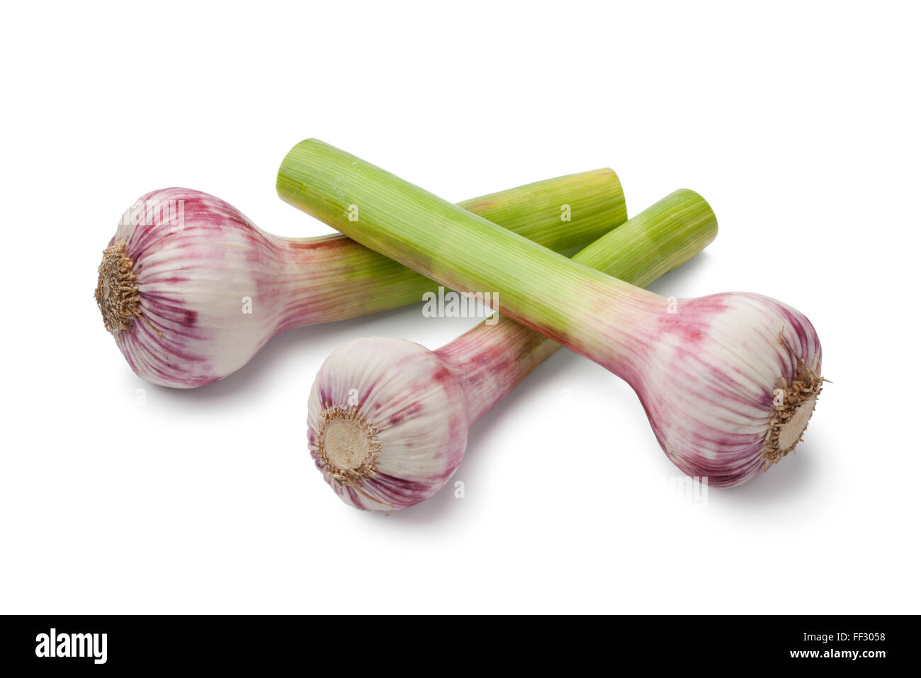 Fresh French garlic on white background Stock Photo Alamy