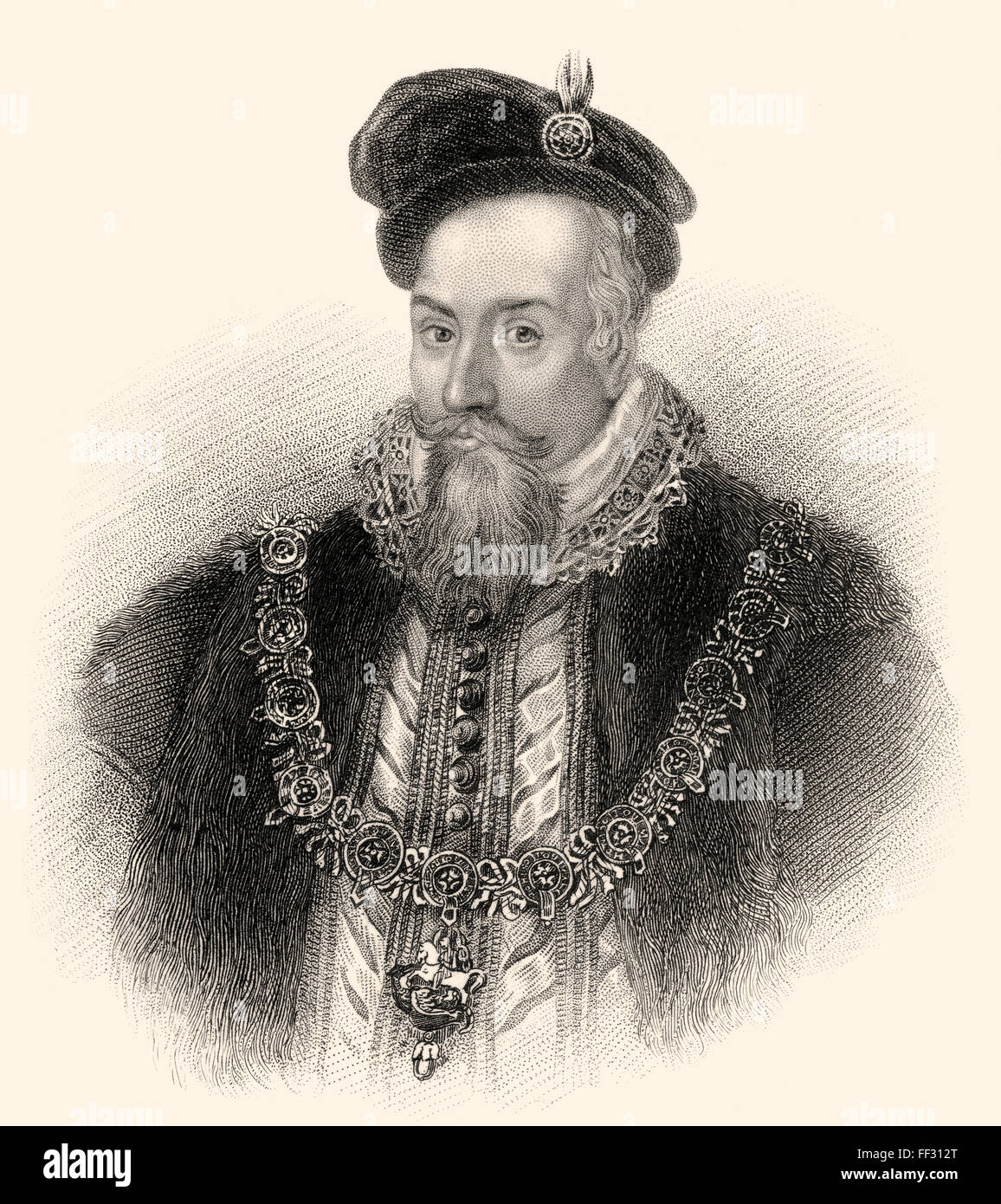 Robert Dudley, 1st Earl of Leicester, 1532-1588, an English nobleman and a close friend of Elizabeth I Stock Photo