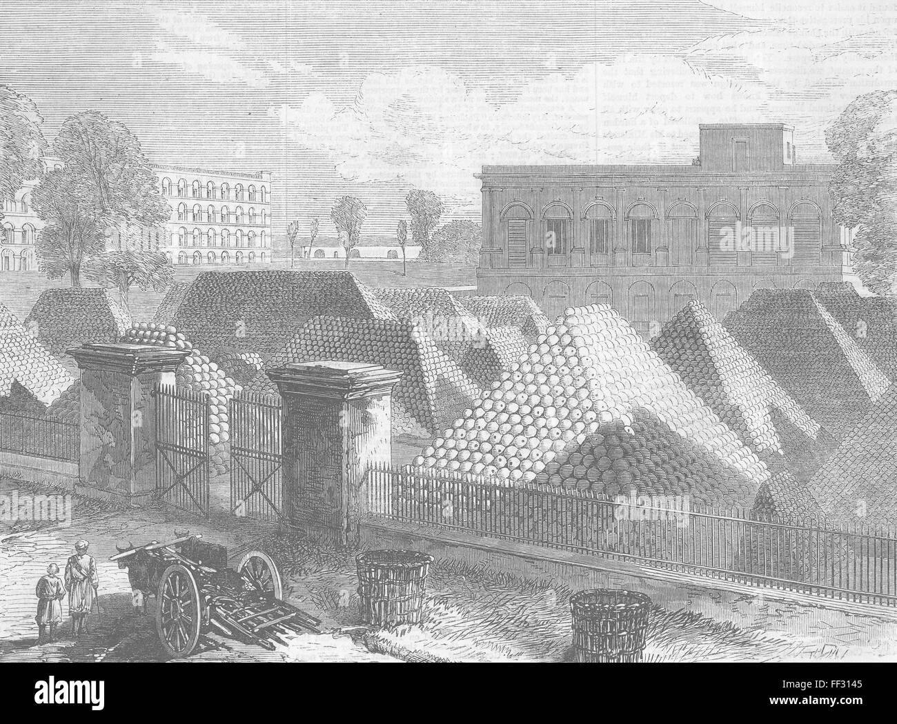INDIA Govt House Ft & Dalhousie barracks, Kolkata 1870. Illustrated London News Stock Photo