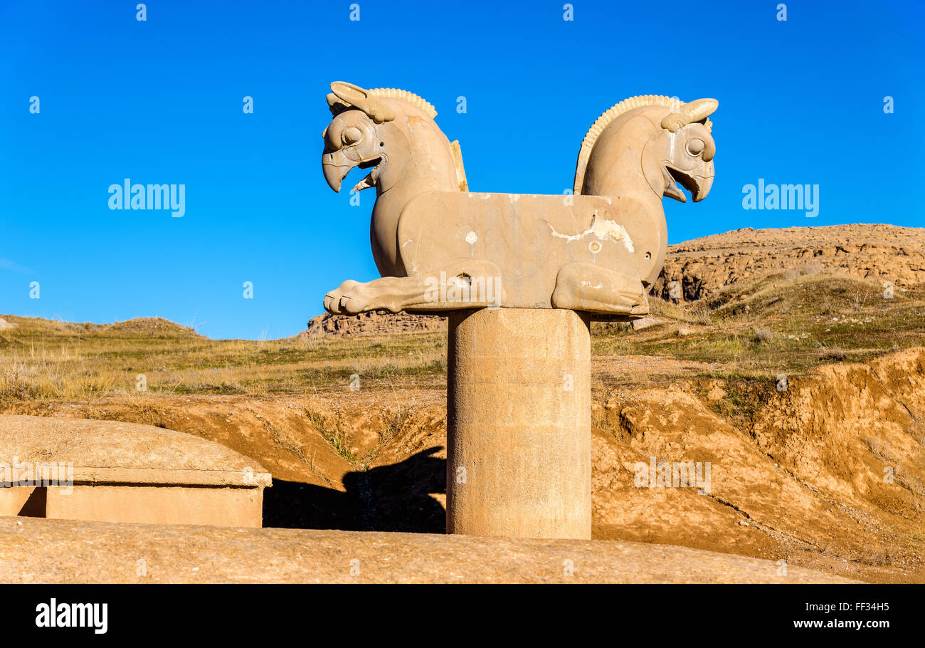 Achaemenid griffin at Persepolis - Iran Stock Photo