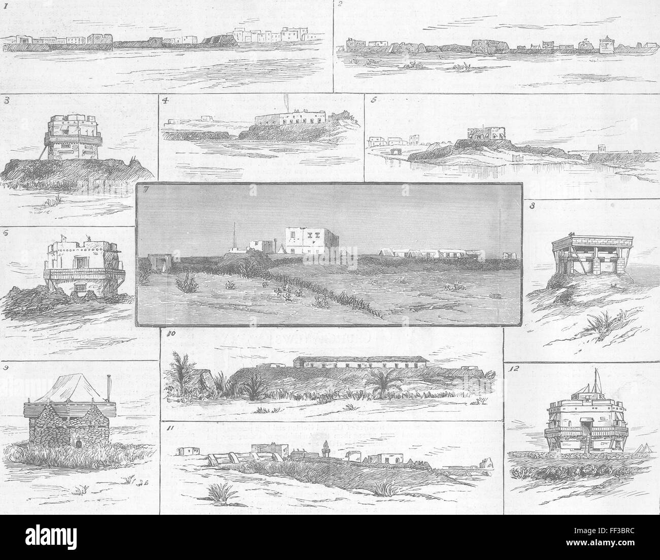 SUDAN Suakim defences, anti-Mahdi operations base 1885. The Graphic Stock Photo