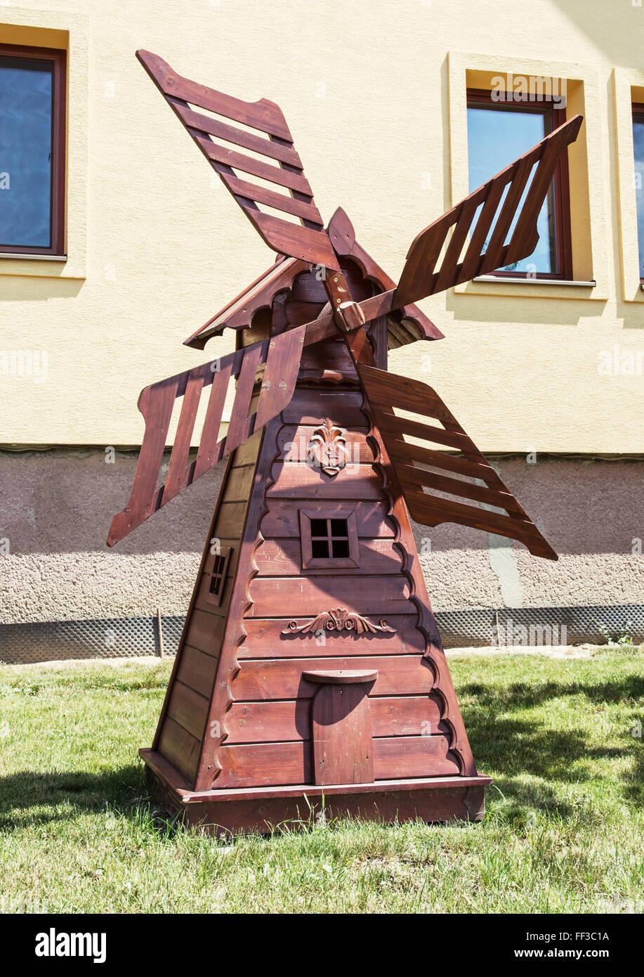 Decorative Wooden Windmill In The Garden Carving Art Architectural Stock Photo Alamy