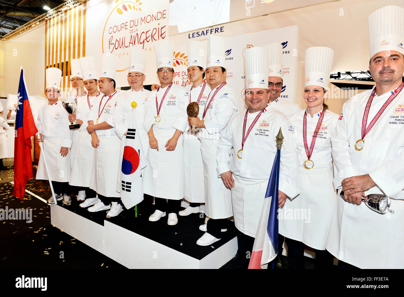 9th of february, Paris, France South Korea team won the Bakery World Cup 2016 in Paris-Nord Exhibition center of Villepinte Stock Photo