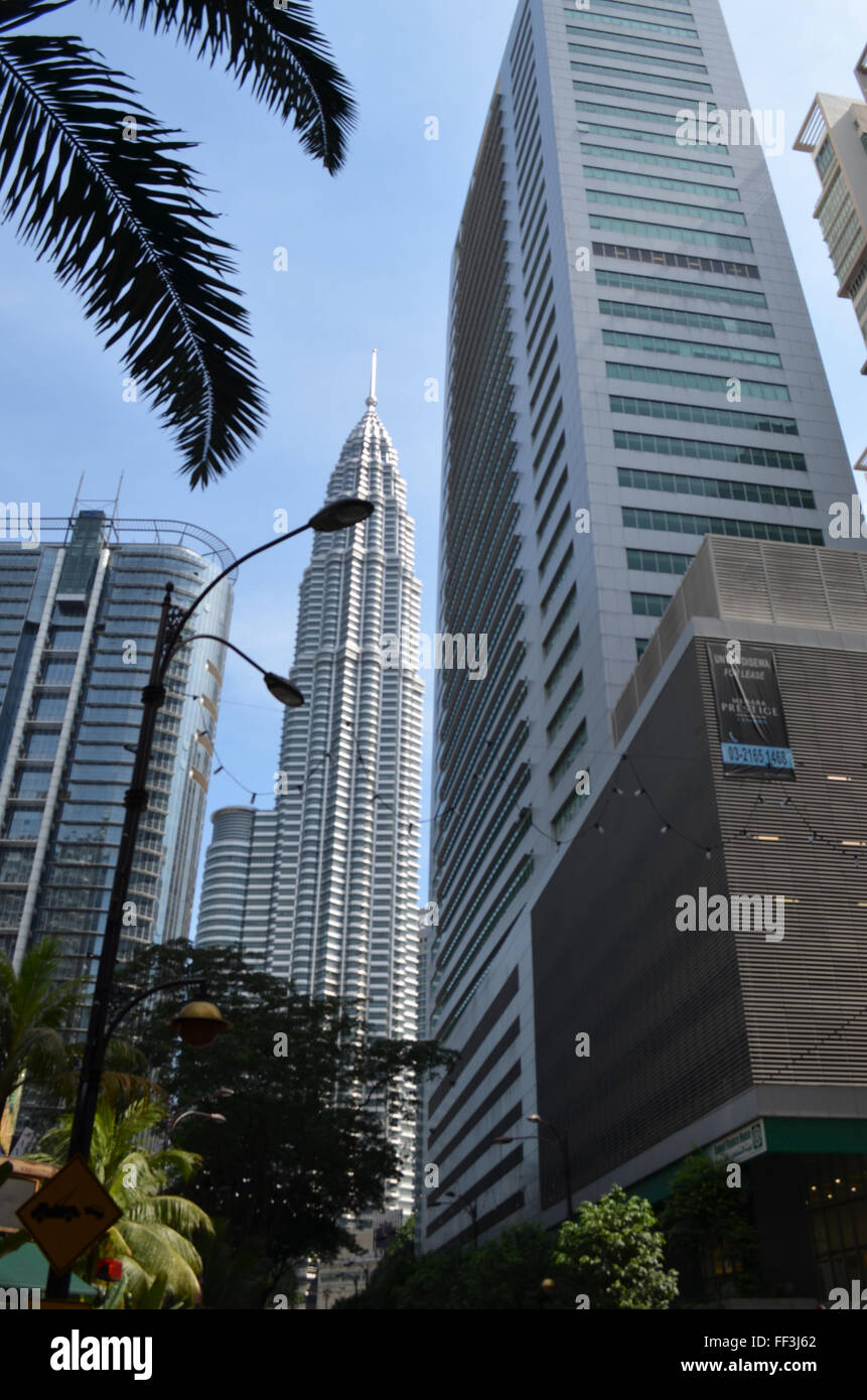 Kuala Lumpur,Malaysia.Among the skyscrapers of KL can be seen one of the towers of Petronas tower,1483ft high Stock Photo