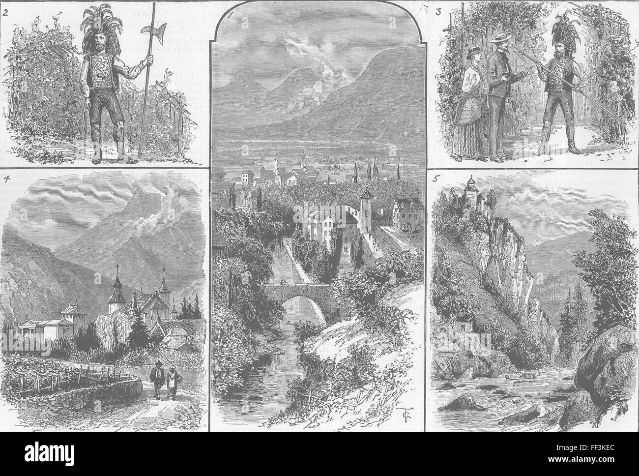 TYROL Meran; Saltner, ; Zenoberg Castle 1885. The Graphic Stock Photo