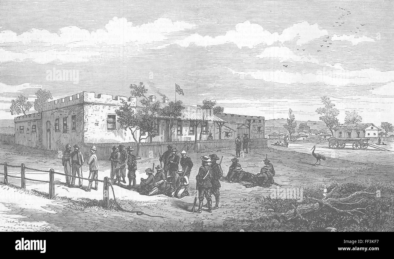 SOUTH AFRICA Fortified farm, Rd to Ft Beaufort 1878. Illustrated London News Stock Photo
