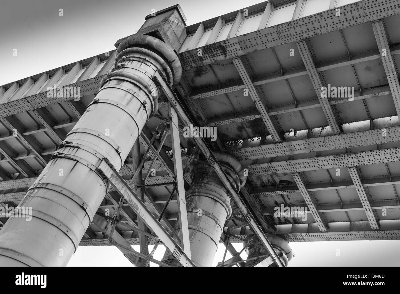 View from under the new bridge over the River Wye, Cheptstow connecting