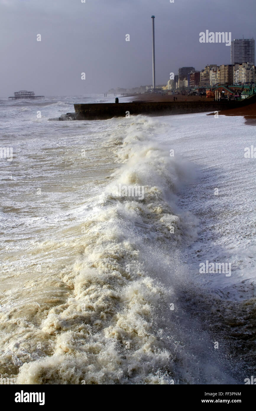 Storm Imogen makes landfall at Brighton. February 2016 Stock Photo