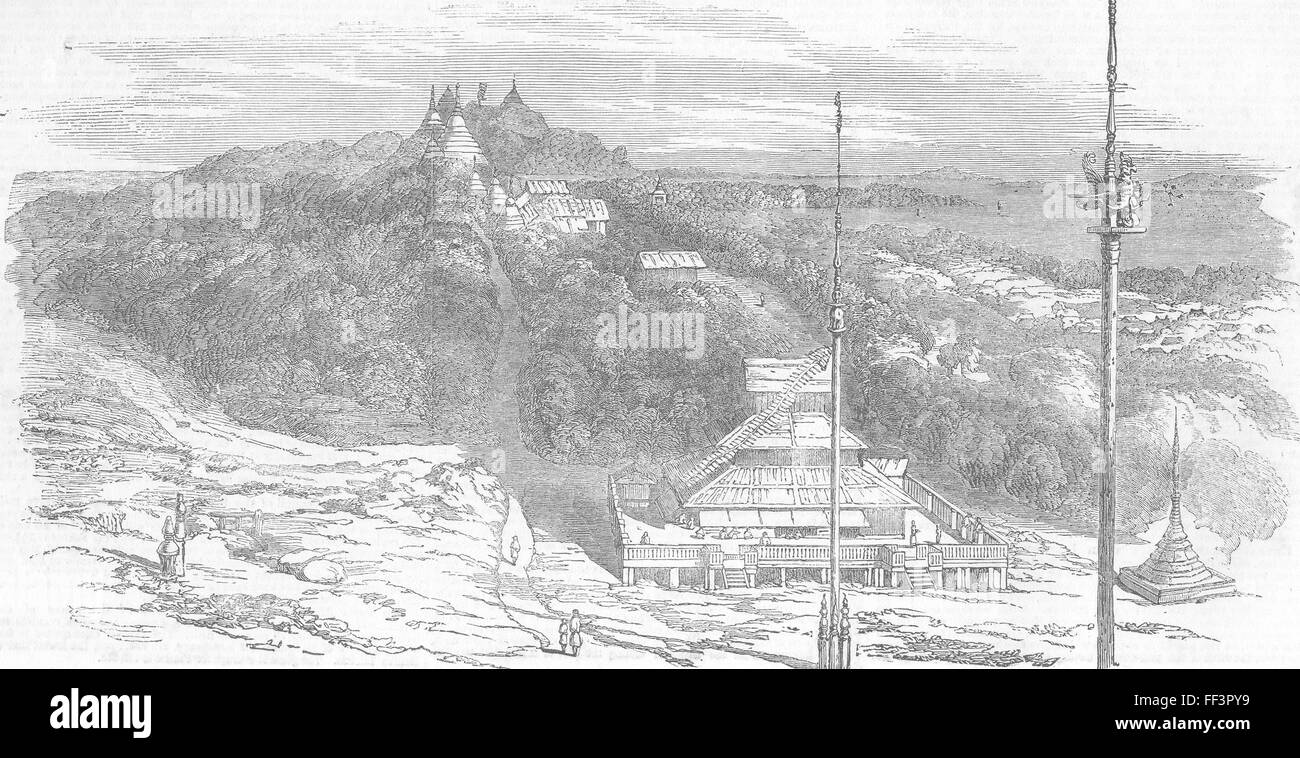 BURMA Burmese School-Mottama River 1852. Illustrated London News Stock Photo