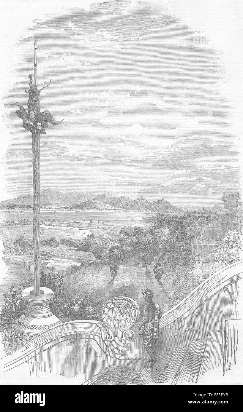 BURMA Moulmein-Mottama-Sacred post 1852. Illustrated London News Stock Photo