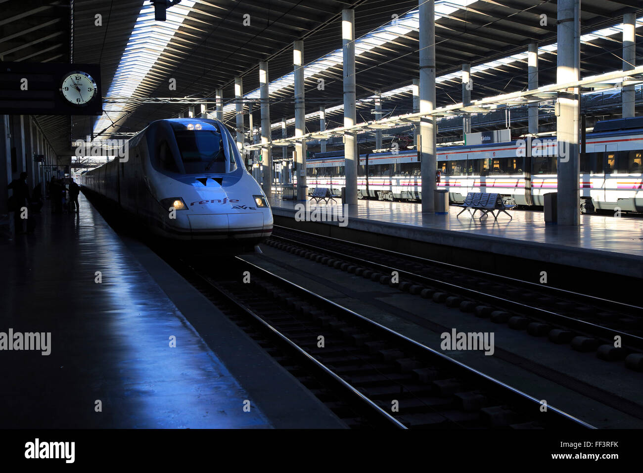 RENFE Alvia train at platform of Cordoba railway station, Spain Stock Photo
