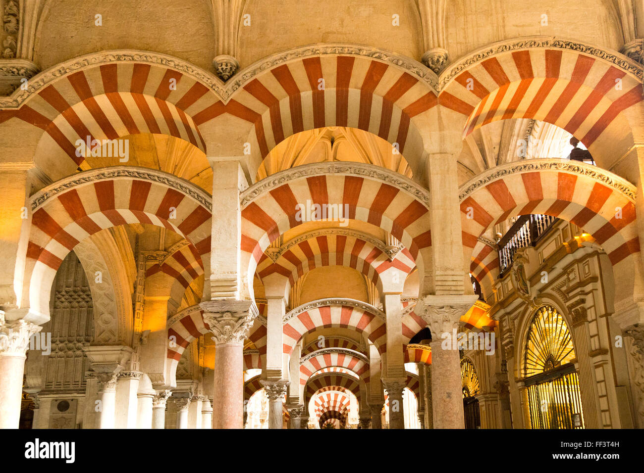 Moorish arches in the former mosque now cathedral, Cordoba, Spain Stock Photo
