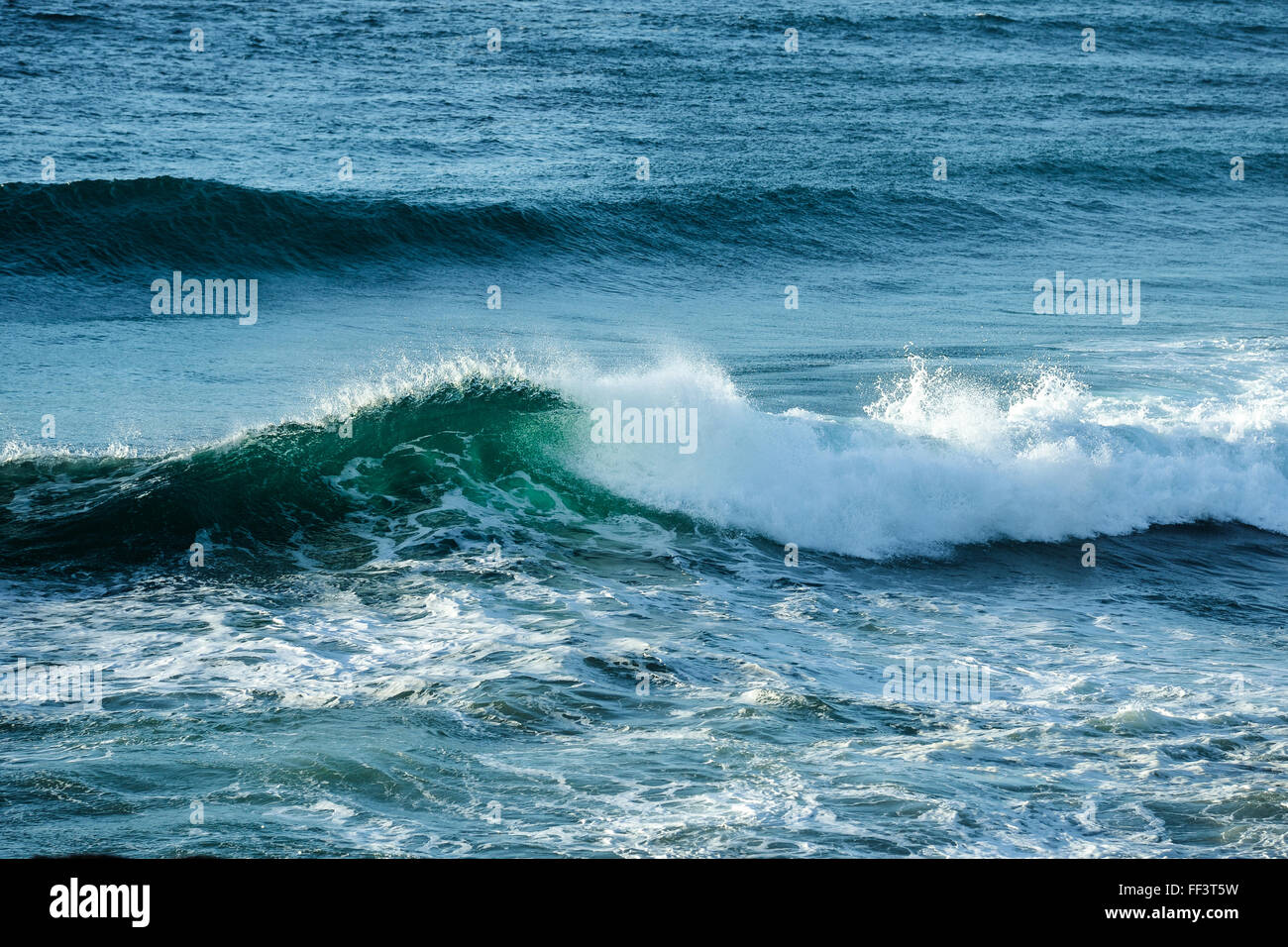 Crushing wave in ocean at Fingal Heads, Gold Coast Hinterland Stock