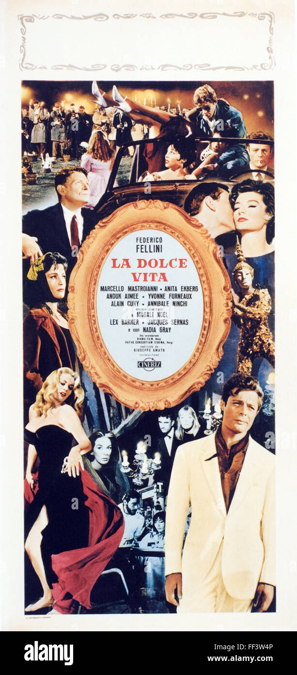 La Dolce Vita - Original Italian Movie Poster Stock Photo