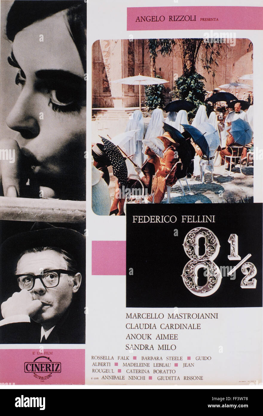8 1/2 - Original Italian Movie Poster Stock Photo
