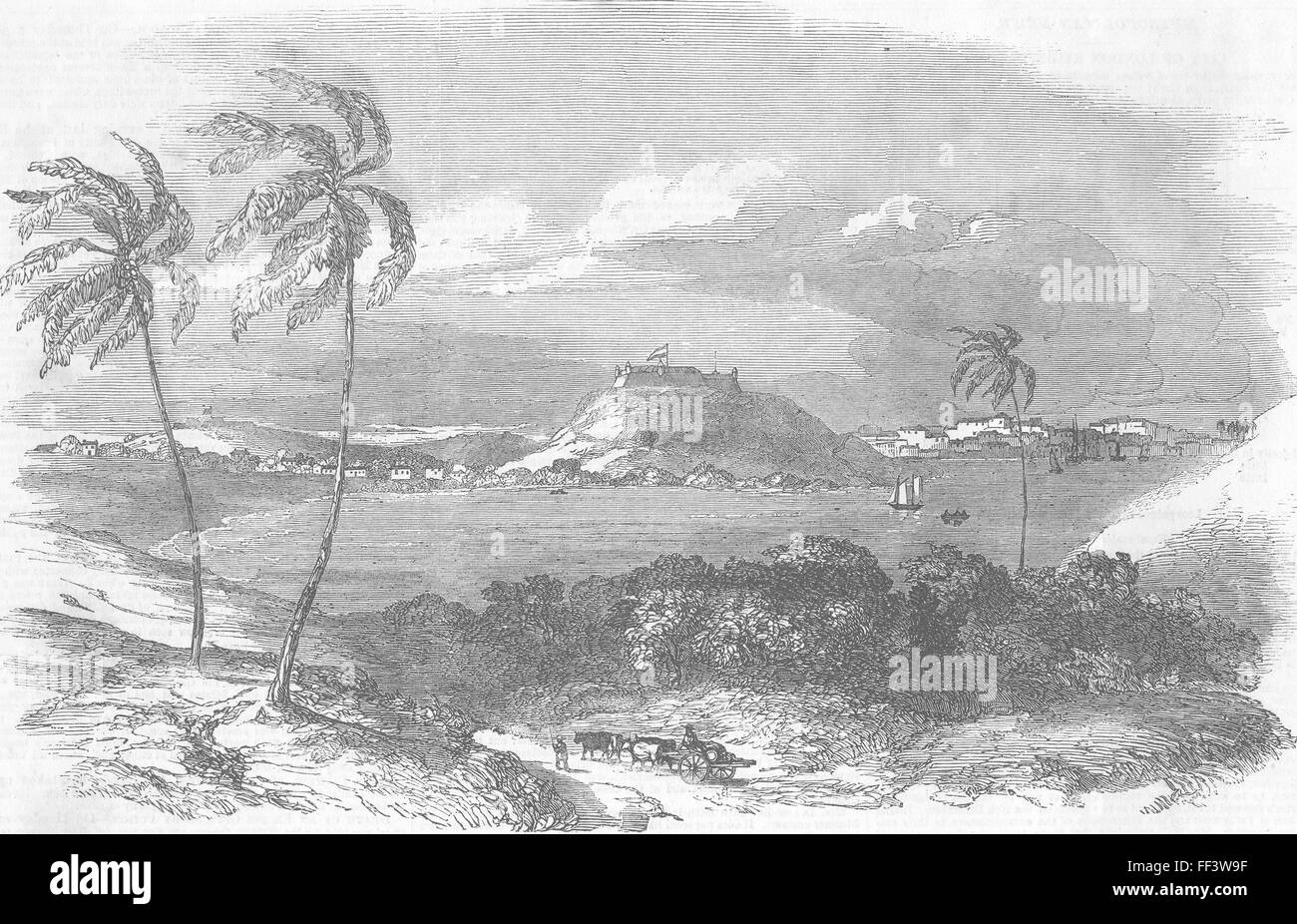 CUBA Havana-harbour-Ft of Atares 1851. Illustrated London News Stock Photo