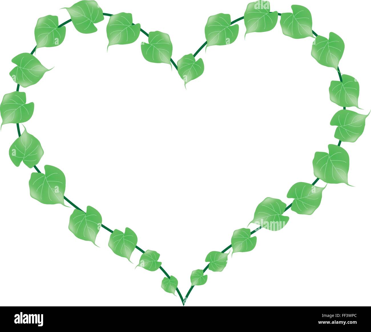 Love Concept, Illustration of A Heart Shape Frame Made of Fresh Green ...