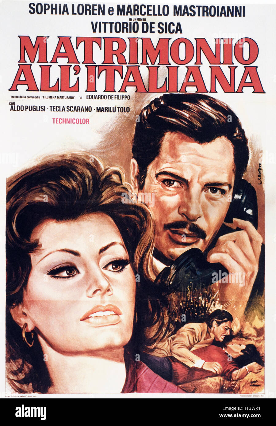 Matrimonio All'Italiano - Original Italian Movie Poster Stock Photo