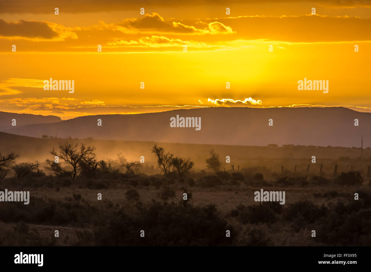 Outback South Australia beautiful orange sunset over the Flinders ...