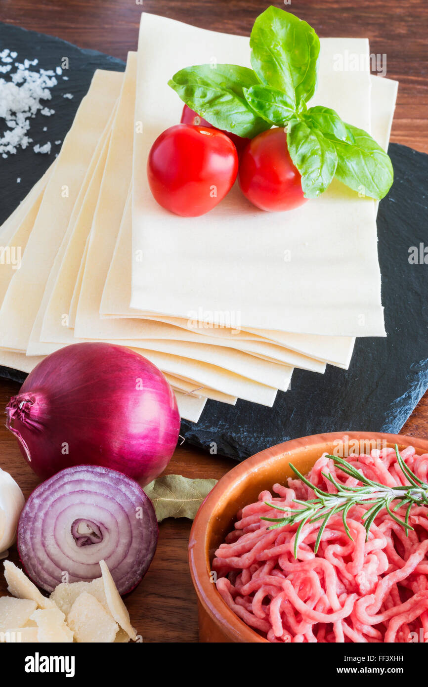 italian lasagna pasta dish ingredients Stock Photo Alamy