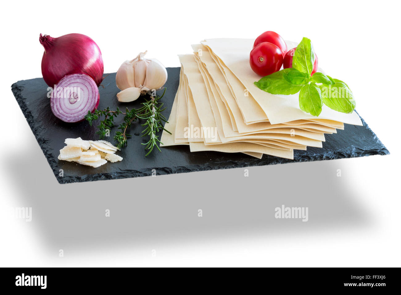 italian lasagna pasta dish ingredients Stock Photo