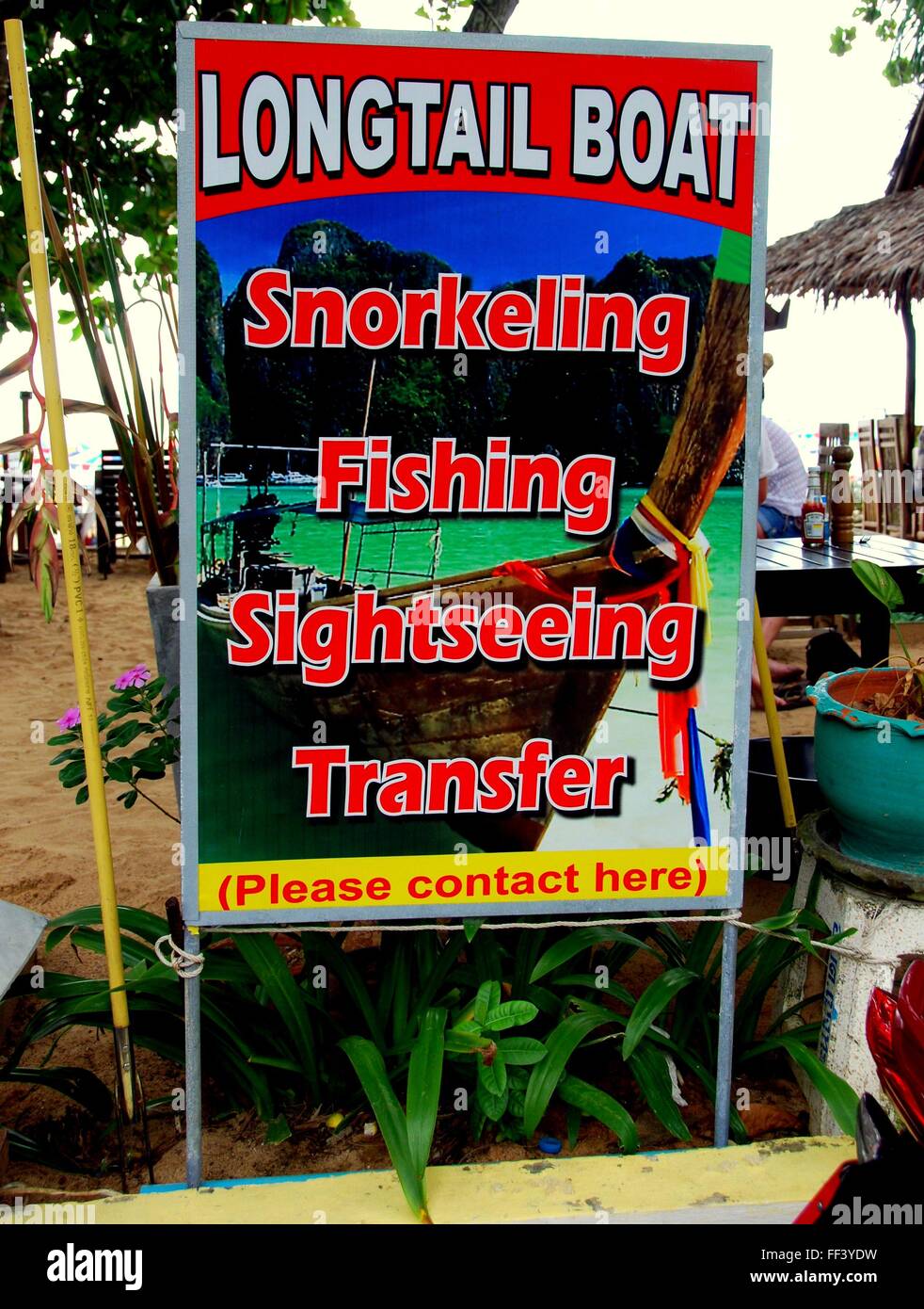 Phuket, Thailand:  Sign at Surin Beach advertising various tourist activities * Stock Photo