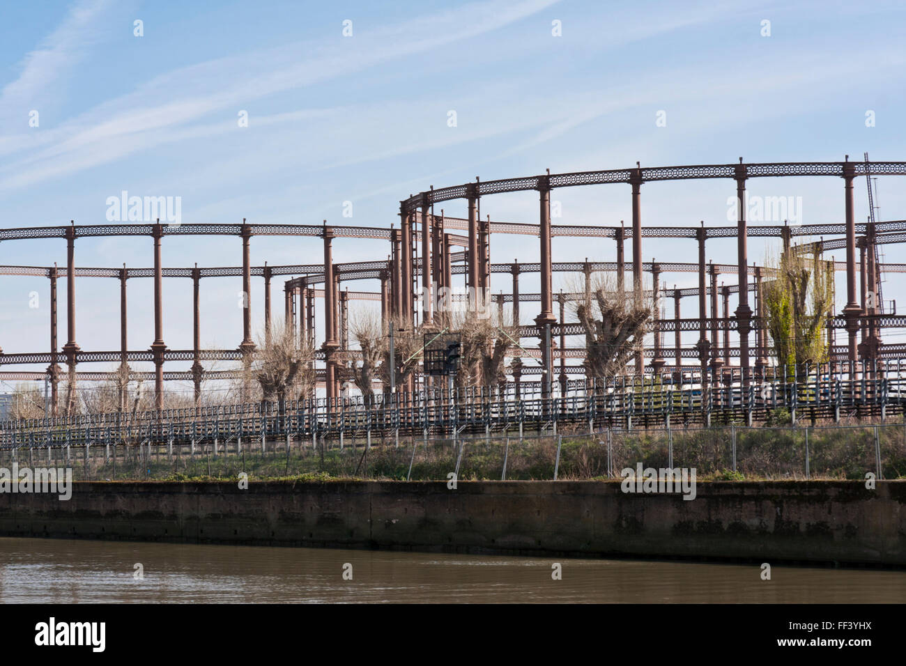 Gas storage tanks BromleyByBow, London Stock Photo Alamy