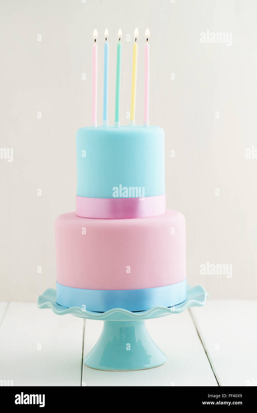 Birthday cake with candles Stock Photo - Alamy